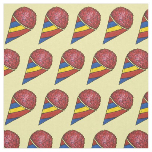 Yellow Red Striped Sno Snow Cones Summer Fabric