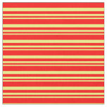 [ Thumbnail: Yellow & Red Stripes Fabric ]
