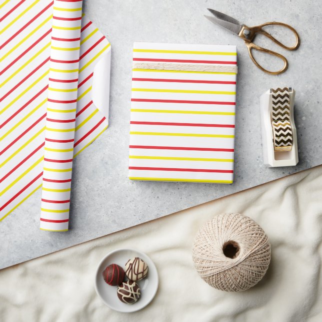 Yellow Red Stripes  Wrapping Paper (Crafts)