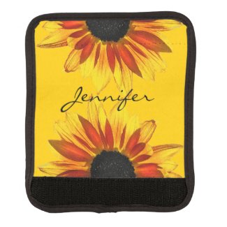 Yellow Red Sunflower Floral Luggage Handle Wrap