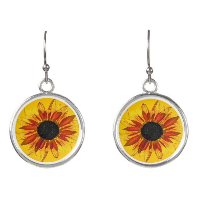 Yellow Red Sunflower for Ukraine Drop Earrings