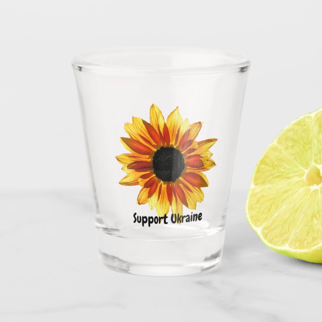 Yellow Red Sunflower for Ukraine Shot Glass