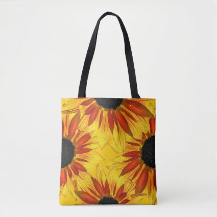 Yellow Red Sunflower Garden Flowers Tote Bag