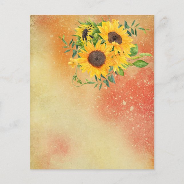 Yellow & Red Sunflower Scrapbook Paper (Front)