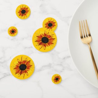 Yellow Red Sunflowers for Ukraine Table Confetti