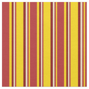 Yellow, Red, Tan & Maroon Lined/Striped Pattern Fabric