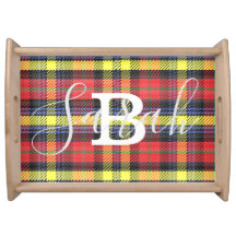 Yellow & Red Tartan Checkered Monogram Name