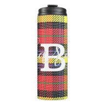 Yellow & Red Tartan Checkered Monogram Name