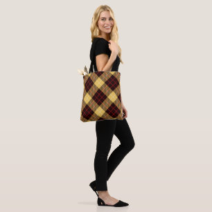 Yellow Red Tartan Tote Bag