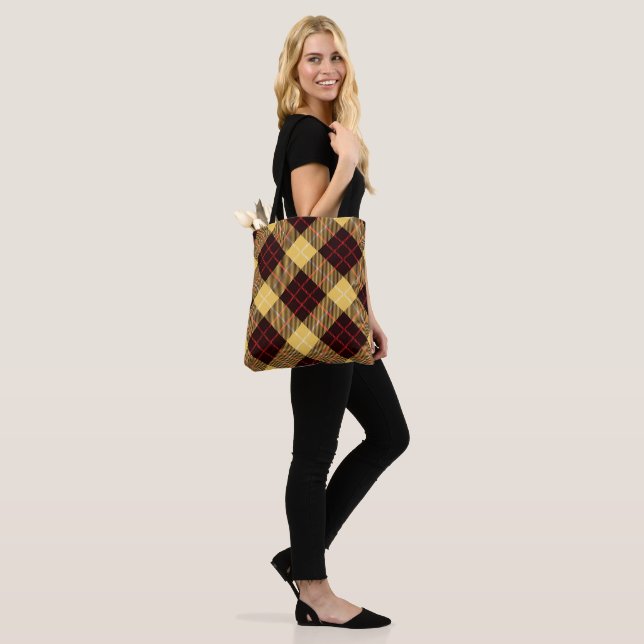 Yellow Red Tartan Tote Bag (On Model)
