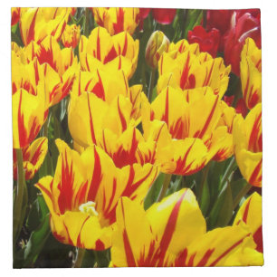 Yellow Red Tulip Flowers Napkins Spring