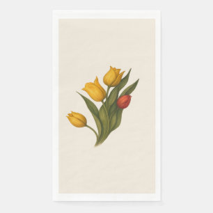 Yellow & Red Tulip Watercolor Guest Towels