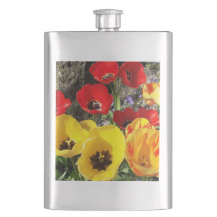 Yellow & Red Tulips Classic Hip Flask