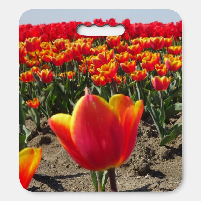 Yellow Red Tulips Field Seat Cushion (Front Vertical)