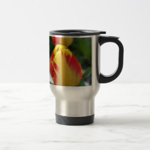 yellow red tulips travel mug