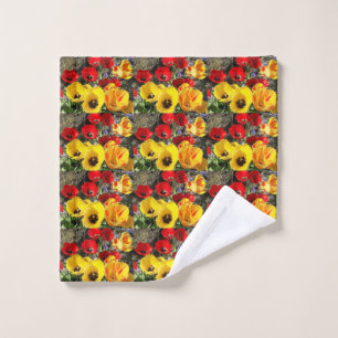 Yellow & Red Tulips Wash Cloth