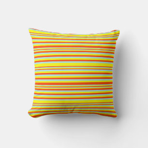 Yellow, Red & Turquoise Lines Pattern Throw Pillow