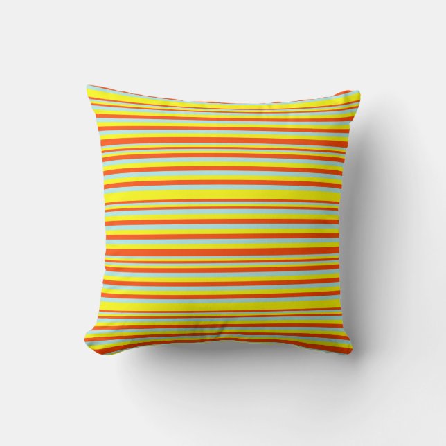 Yellow, Red & Turquoise Lines Pattern Throw Pillow (Front)