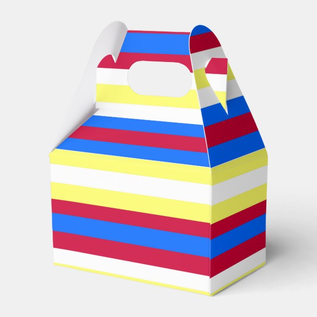 Yellow, Red, White and  Blue Stripes Favor Boxes (Back Side)