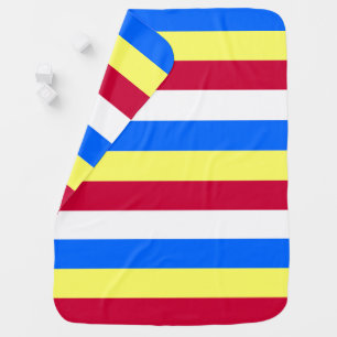 Yellow, Red, White and Blue Stripes Swaddle Blanket