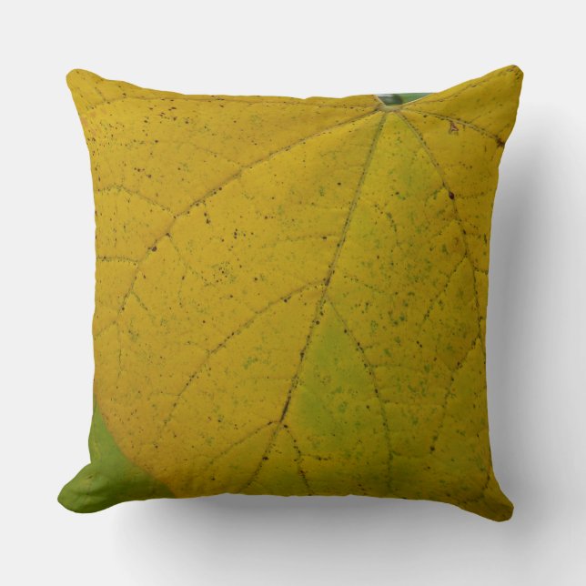 Yellow Redbud Leaves Autumn Nature Photography Throw Pillow (Front)