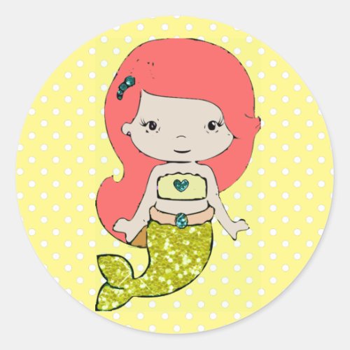 Yellow Redhead Mermaid Stickers