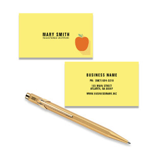Yellow Registered Dietitian With Apple Business Card