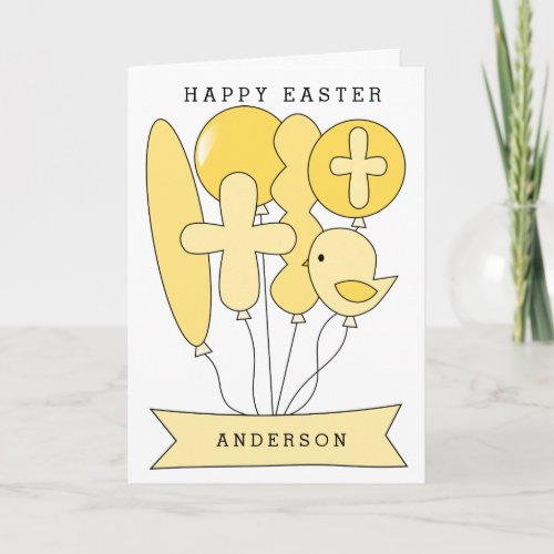 Yellow Religious Happy Easter Holiday Card