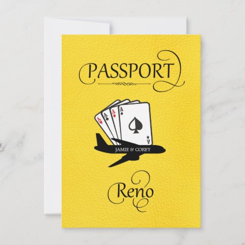 Yellow Reno Passport Save the Date Card