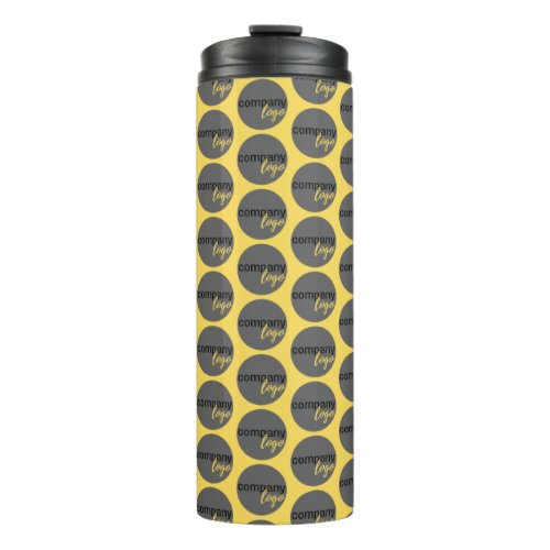 YELLOW REPEATING PATTERN BUSINESS COMPANY OWN LOGO THERMAL TUMBLER
