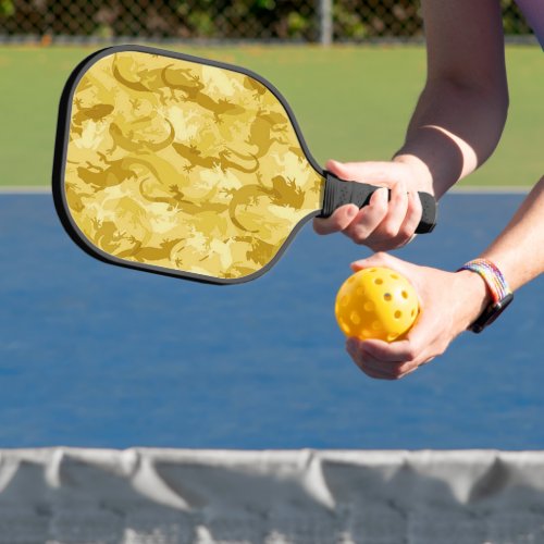 Yellow Reptile Camouflage Pickleball Paddle