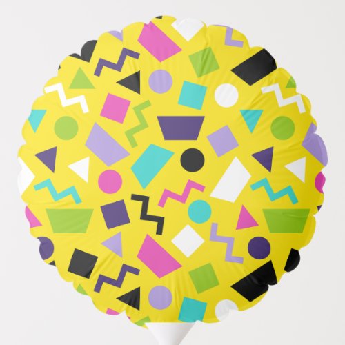 Yellow Retro 80s Confetti Colorful Geometrical Balloon