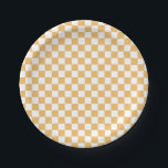 Yellow Retro Checker birthday Paper Plates<br><div class="desc">Retro checker print Birthday party plates in yellow.</div>