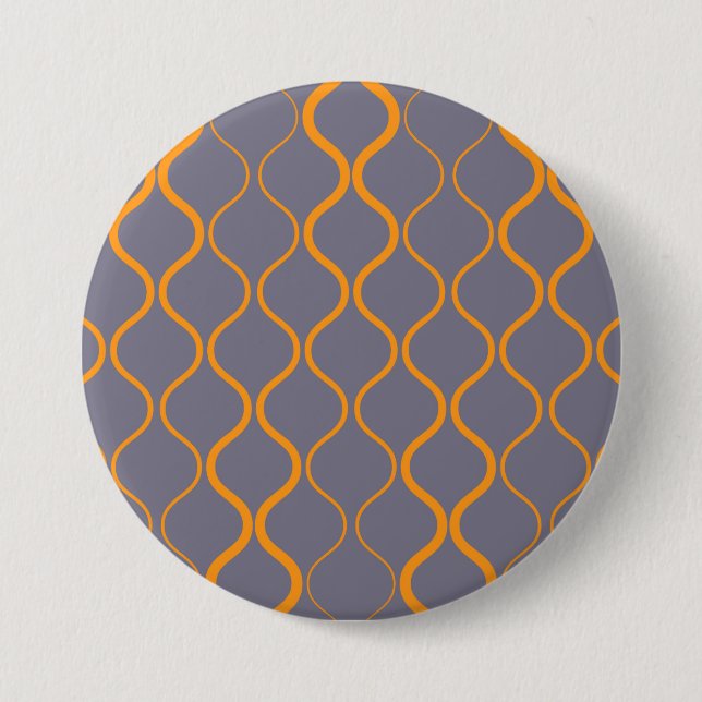 Yellow, retro, cool trendy curvy wavy illustration button (Front)