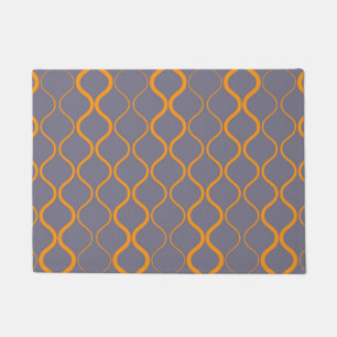 Yellow, retro, cool trendy curvy wavy illustration doormat