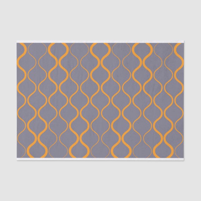 Yellow, retro, cool trendy curvy wavy illustration tissue paper (Front)