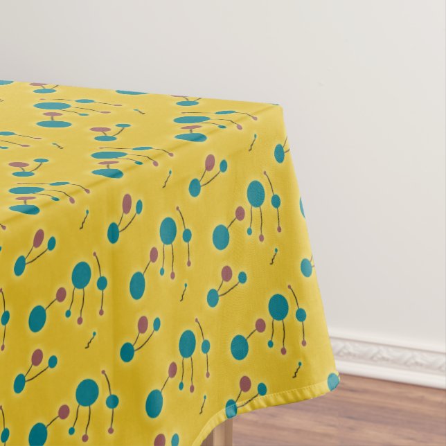 Yellow Retro Dotted Universe Tablecloth (In Situ)