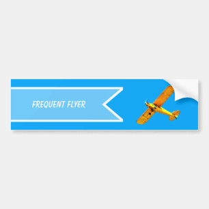 Yellow Retro Frequent Flyer Airplane Bumper Sticker
