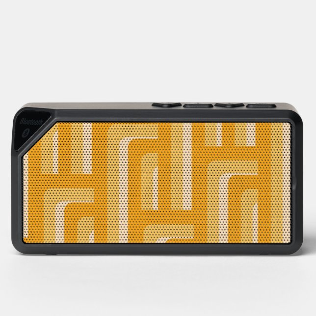 Yellow Retro Geometric Pattern Bluetooth Speaker (Front)