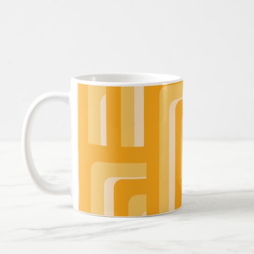 Yellow Retro Geometric Pattern Coffee Mug
