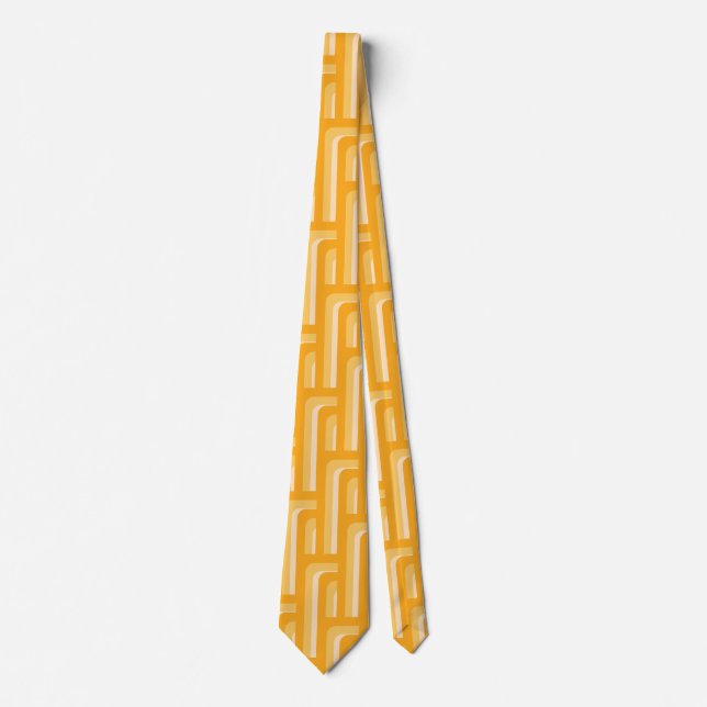 Yellow Retro Geometric Pattern Neck Tie (Front)