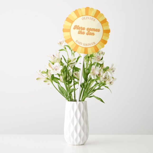 Yellow, retro here comes the son boy baby shower balloon (Vase)