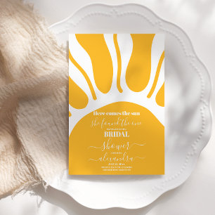 Yellow Retro Here Comes the Sun Bridal Shower Invitation