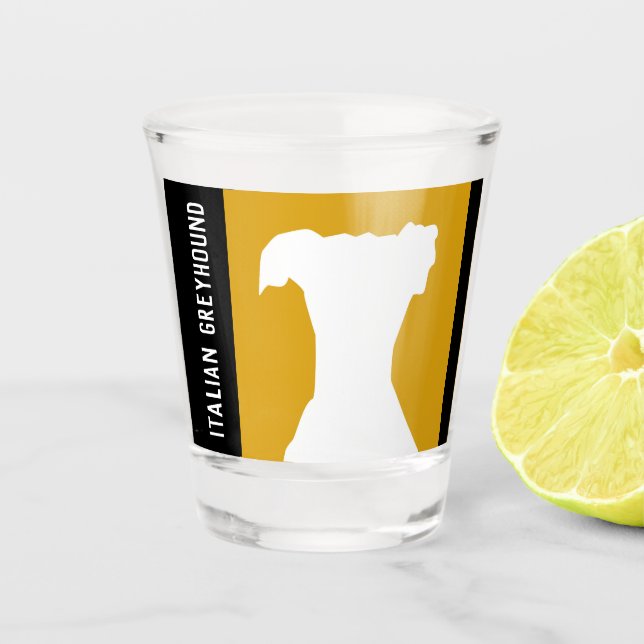 Yellow Retro Italian Greyhound Iggy Shot Glass (Front)