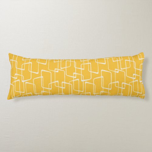 Yellow Retro Lino Print Geometric Pattern Body Pillow