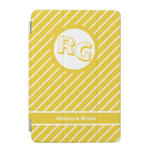 Yellow Retro Modern Personalized Monogram Design iPad Mini Cover