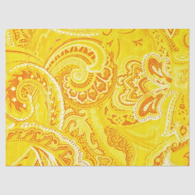 Yellow Retro Paisley Bandanna/Bandana Tissue Paper (Front)