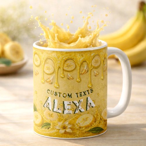 Yellow Retro Party Banana Fruit Theme Personalized Coffee Mug