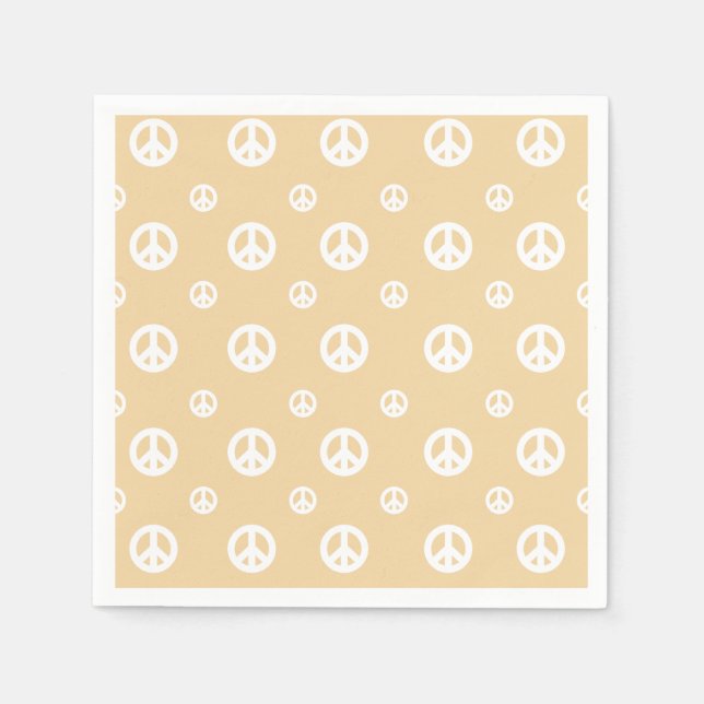 Yellow Retro peace sign birthday Napkins (Front)