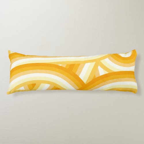 Yellow Retro Rainbow Stripes Pattern Body Pillow